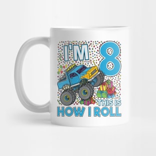 8th Birthday Monster Truck Party Gift 8 Year Old Boy Mug